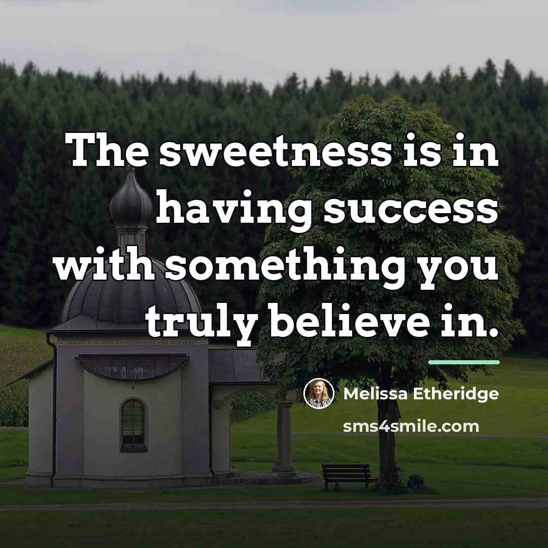 “The sweetness is in having success with something you truly…” quote by Melissa Etheridge