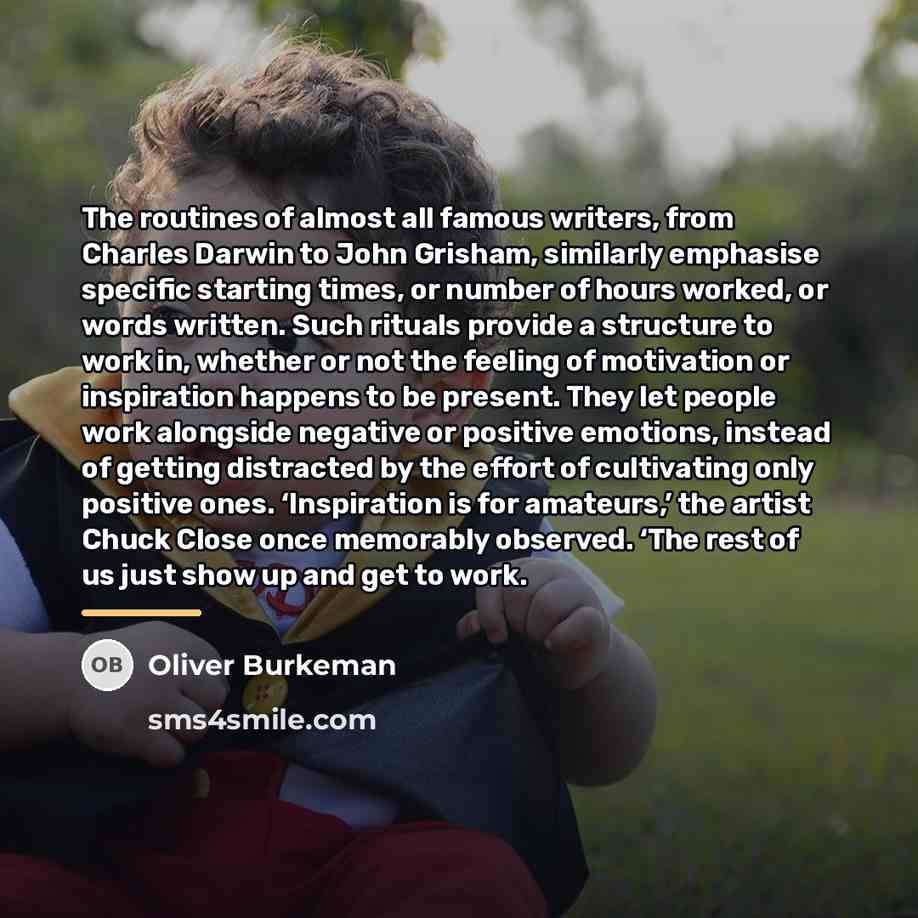 “The routines of almost all famous writers, from Charles Darwin…” quote by Oliver Burkeman