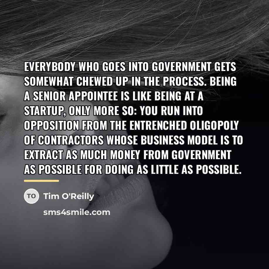 “Everybody who goes into government gets somewhat chewed up in…” quote by Tim O'Reilly
