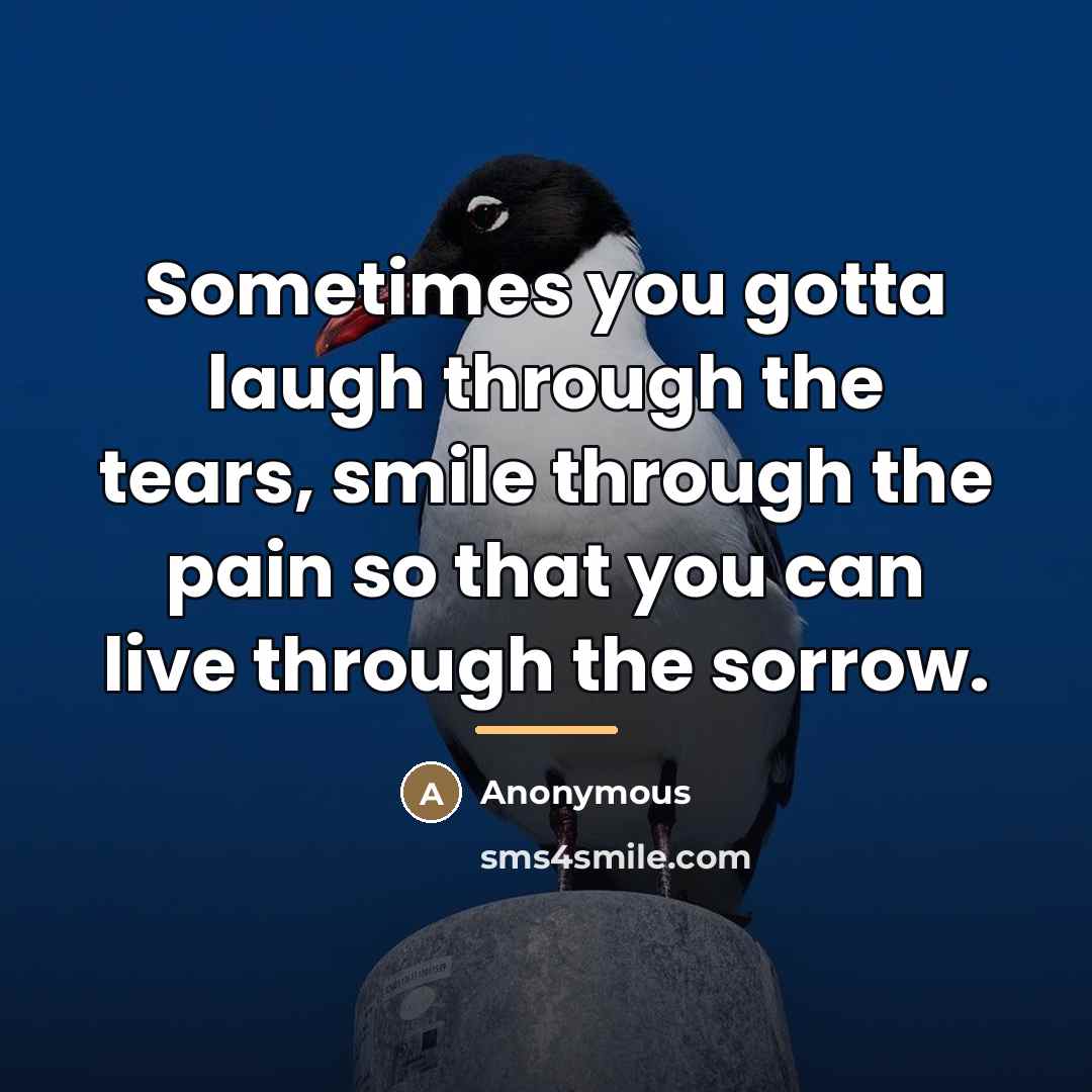 “Sometimes you gotta laugh through the tears, smile through the…” quote by Anonymous