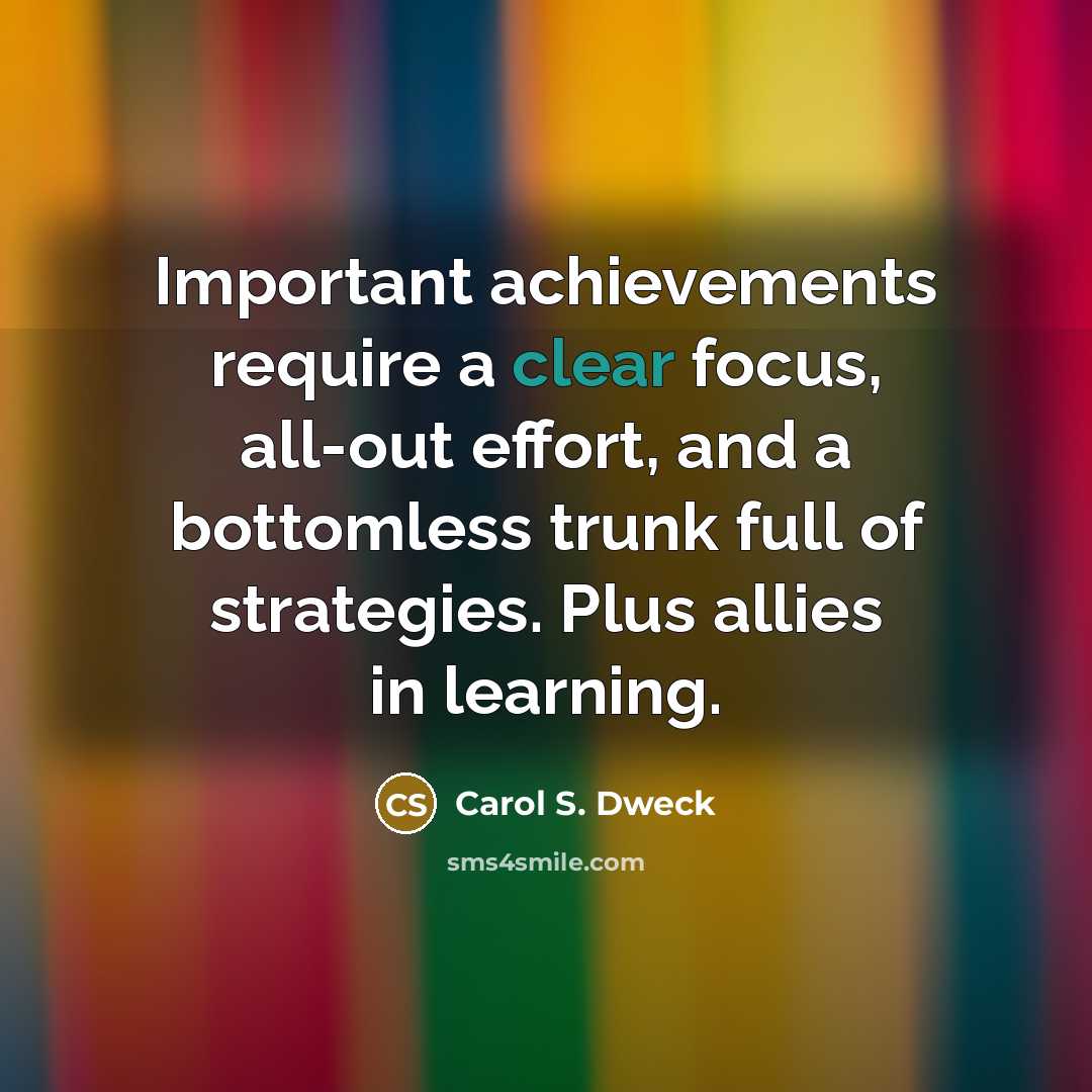 “Important achievements require a clear focus, all-out effort, and a…” quote by Carol S. Dweck