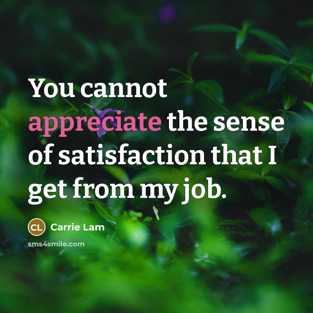 “You cannot appreciate the sense of satisfaction that I get…” quote by Carrie Lam