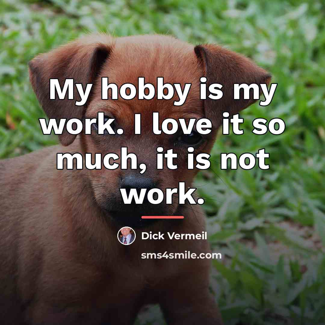“My hobby is my work. I love it so much,…” quote by Dick Vermeil