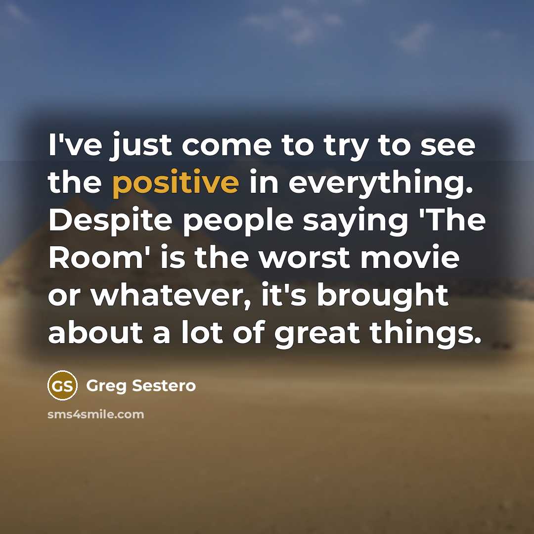 “I've just come to try to see the positive in…” quote by Greg Sestero
