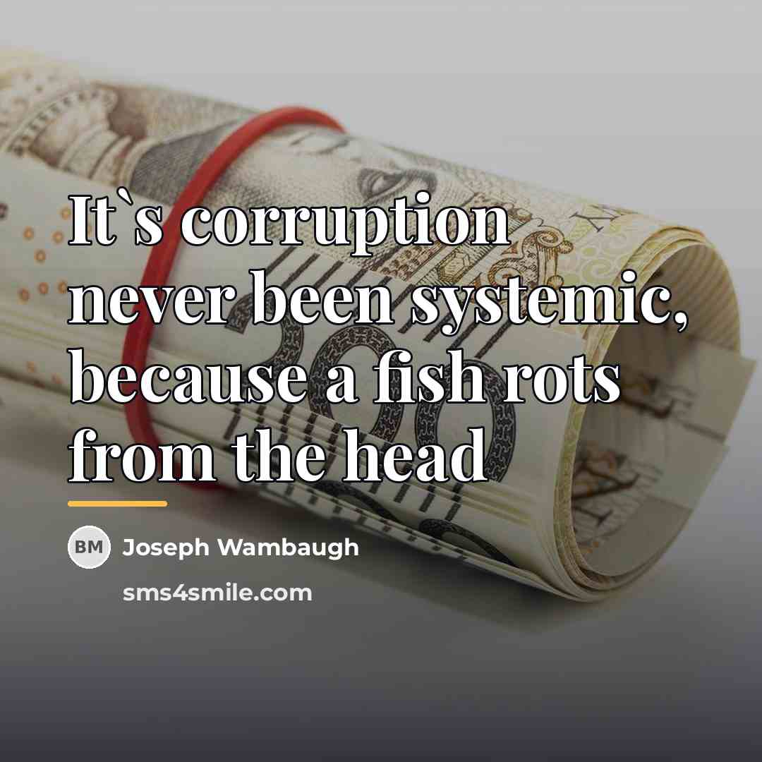 “It`s corruption never been systemic, because a fish rots from…” quote by Joseph Wambaugh