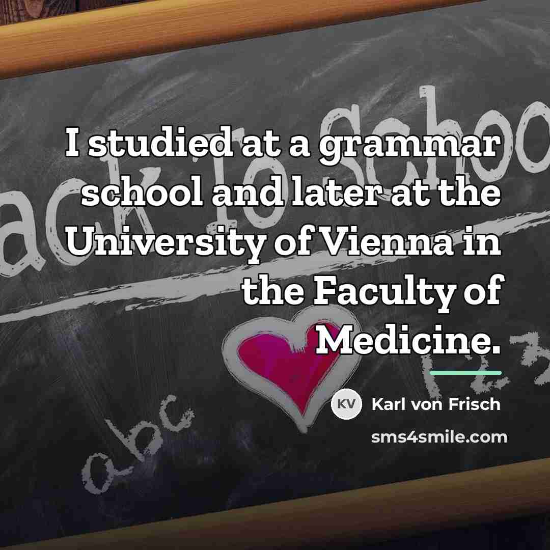 “I studied at a grammar school and later at the…” quote by Karl von Frisch