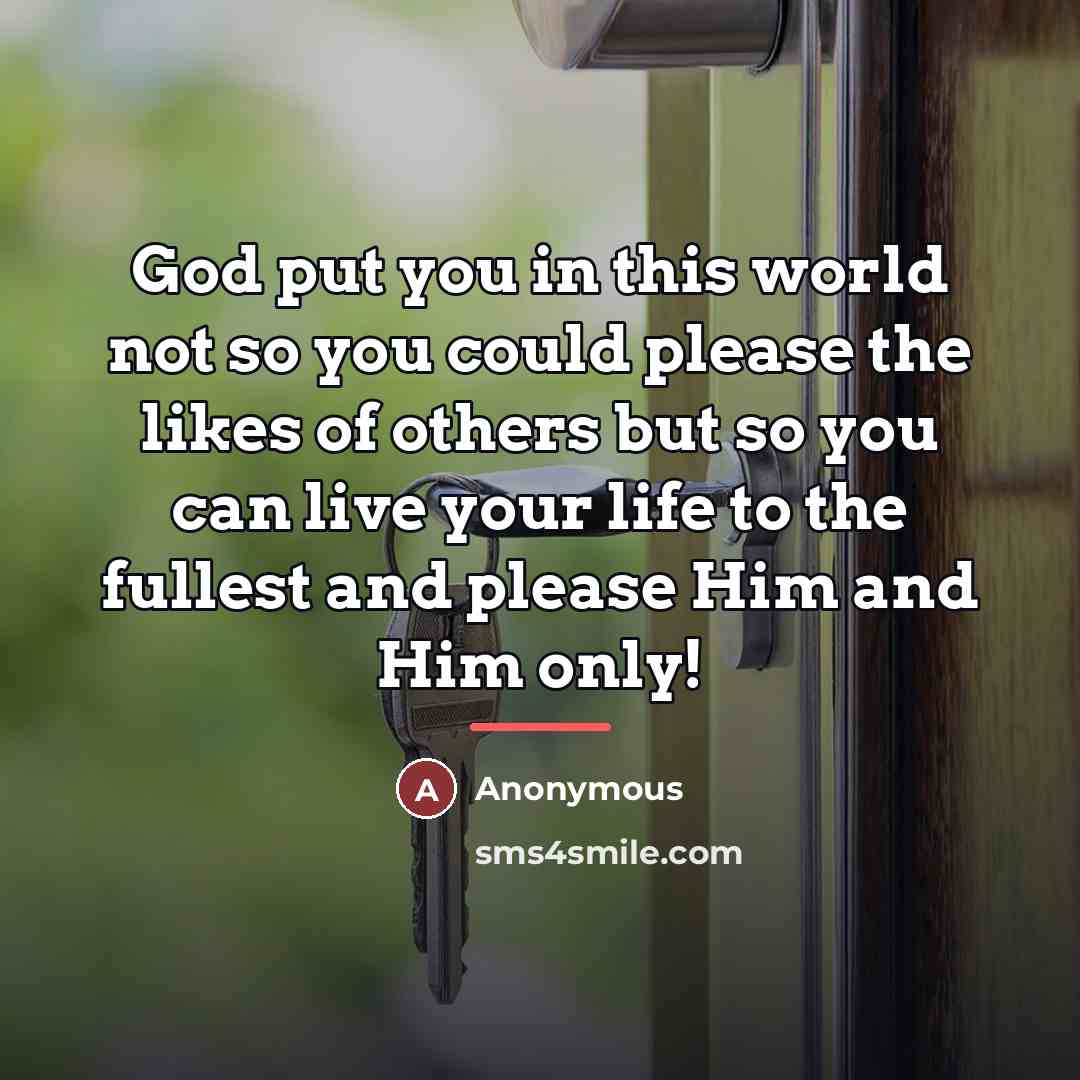 “God put you in this world not so you could…” quote by Anonymous