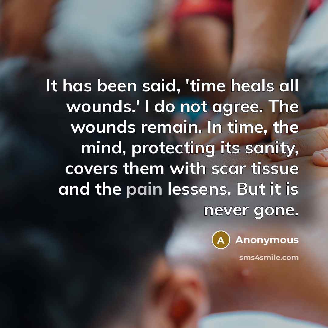“It has been said, 'time heals all wounds.' I do…” quote by Anonymous