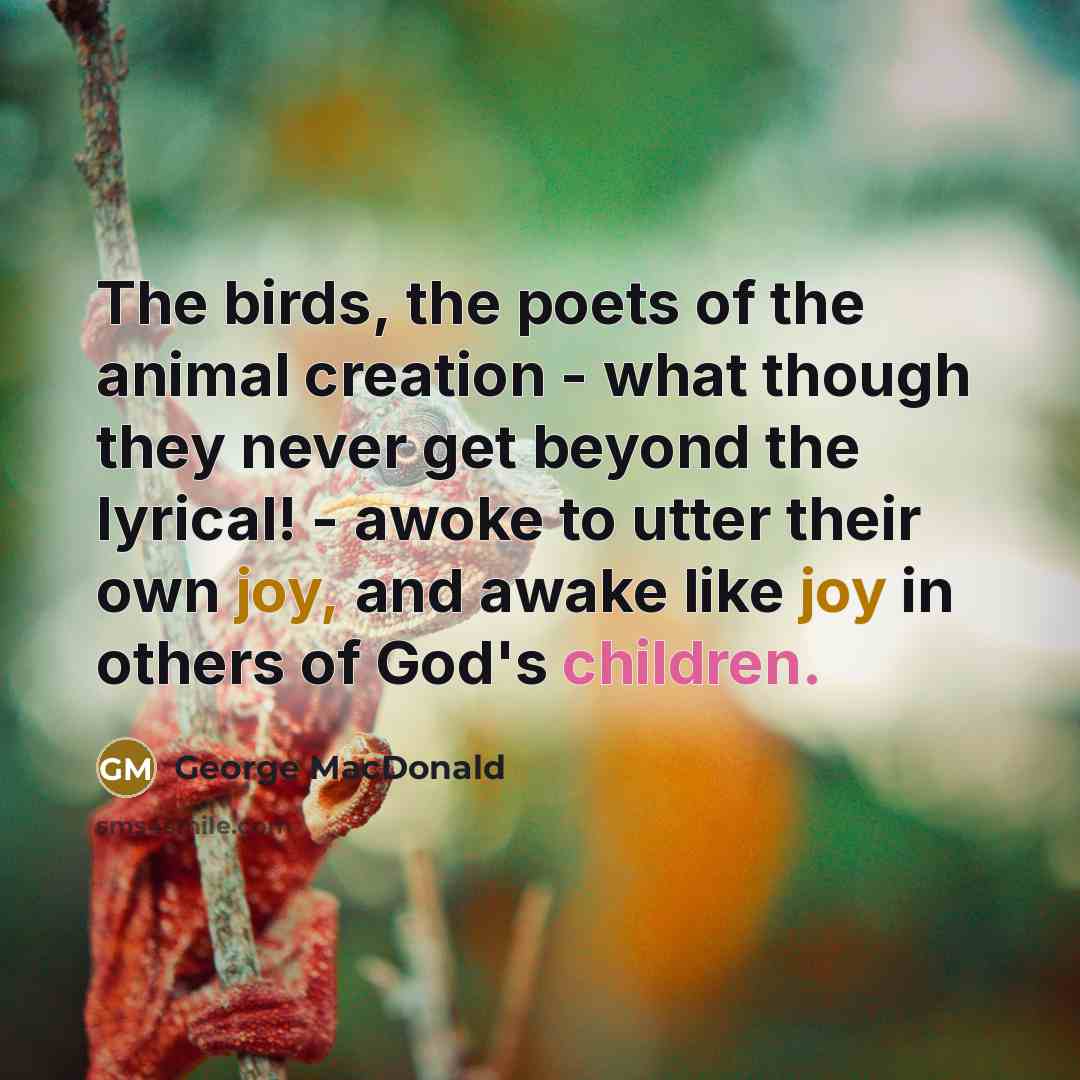 “The birds, the poets of the animal creation - what…” quote by George MacDonald