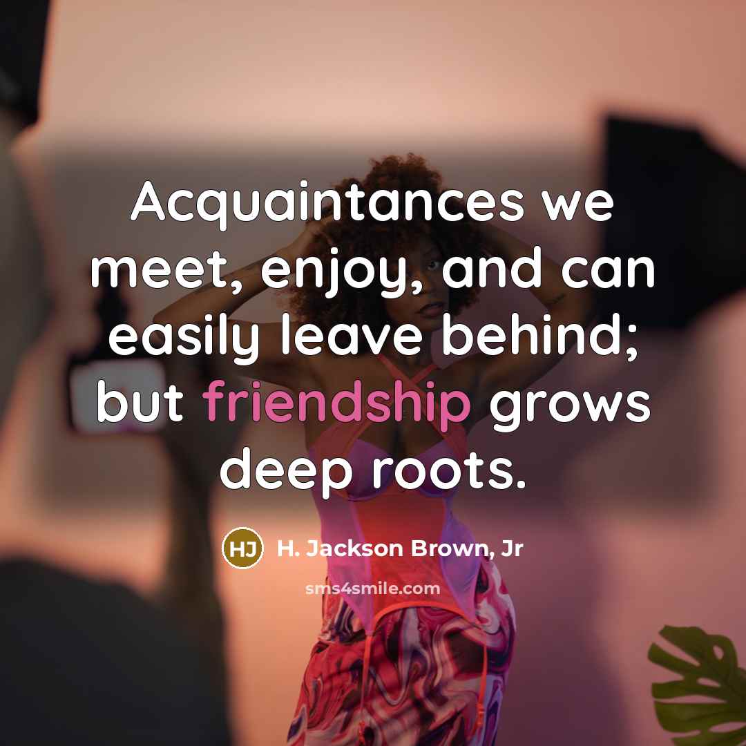 “Acquaintances we meet, enjoy, and can easily leave behind; but…” quote by H. Jackson Brown, Jr