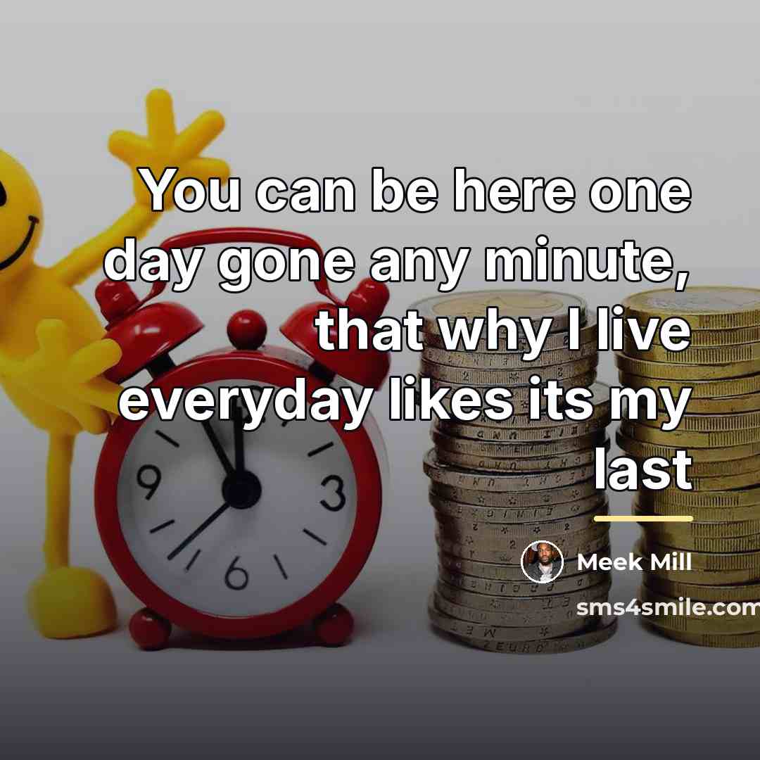 “You can be here one day gone any minute, that…” quote by Meek Mill