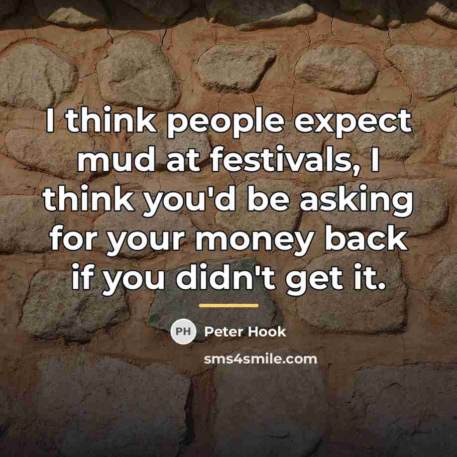“I think people expect mud at festivals, I think you'd…” quote by Peter Hook