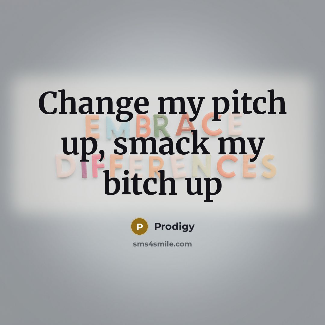 “Change my pitch up, smack my bitch up…” quote by Prodigy