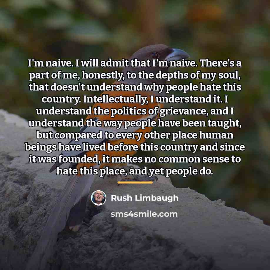 “I'm naive. I will admit that I'm naive. There's a…” quote by Rush Limbaugh