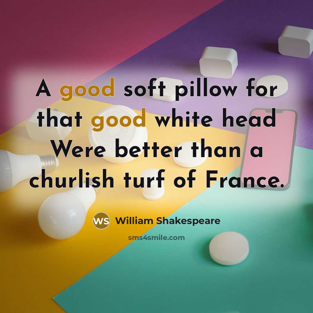 “A good soft pillow for that good white head Were…” quote by William Shakespeare