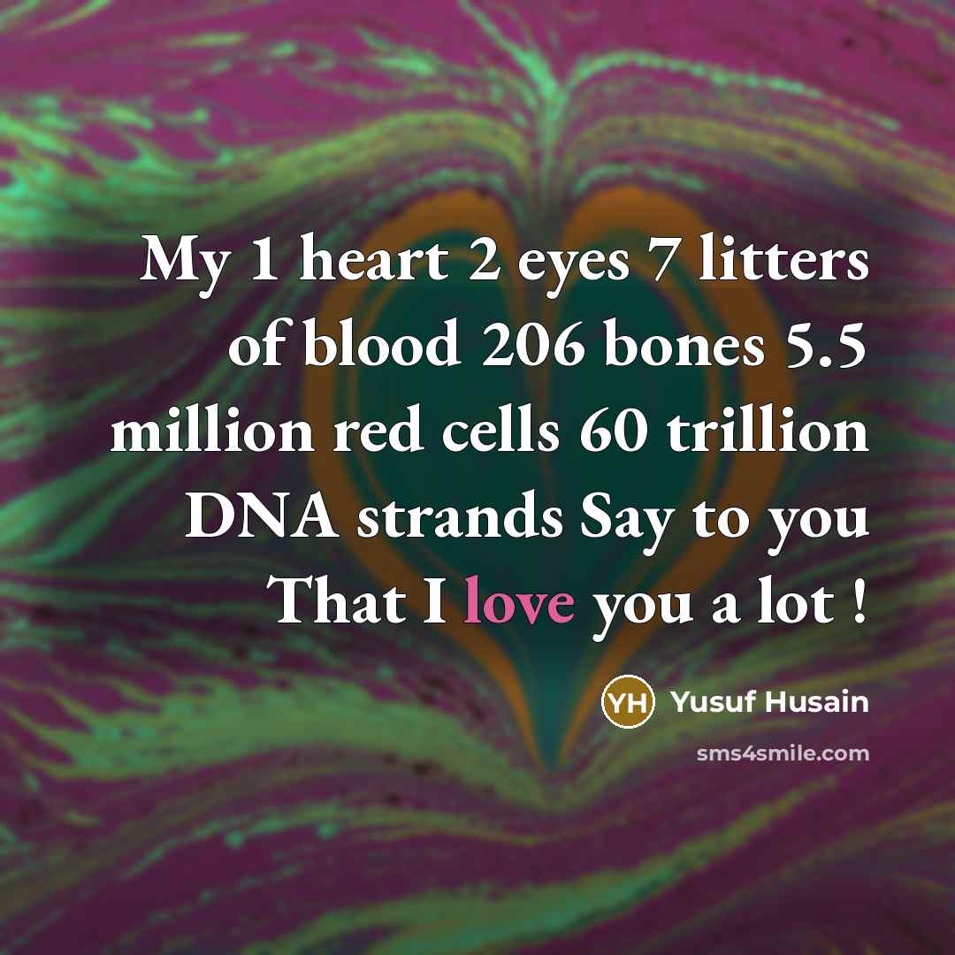 “My 1 heart 2 eyes 7 litters of blood 206…” quote by Yusuf Husain