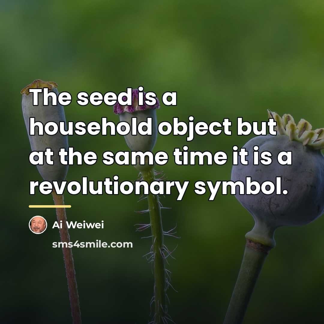 “The seed is a household object but at the same…” quote by Ai Weiwei