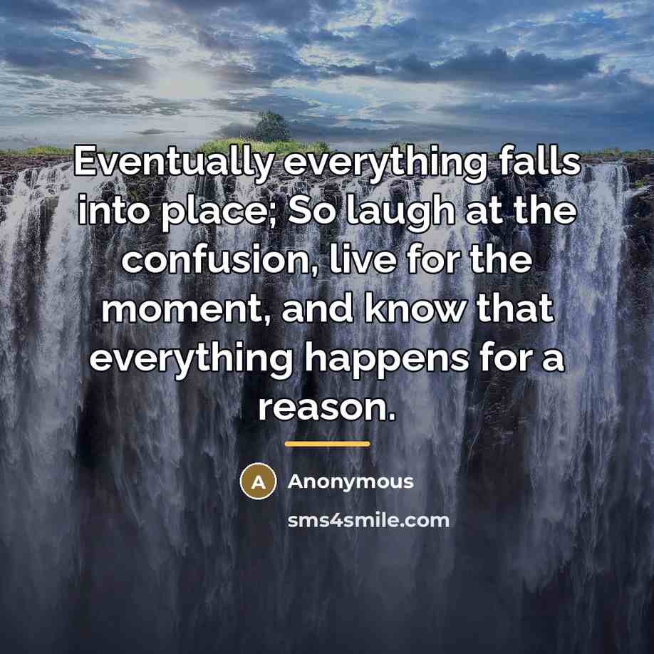 “Eventually everything falls into place; So laugh at the confusion,…” quote by Anonymous