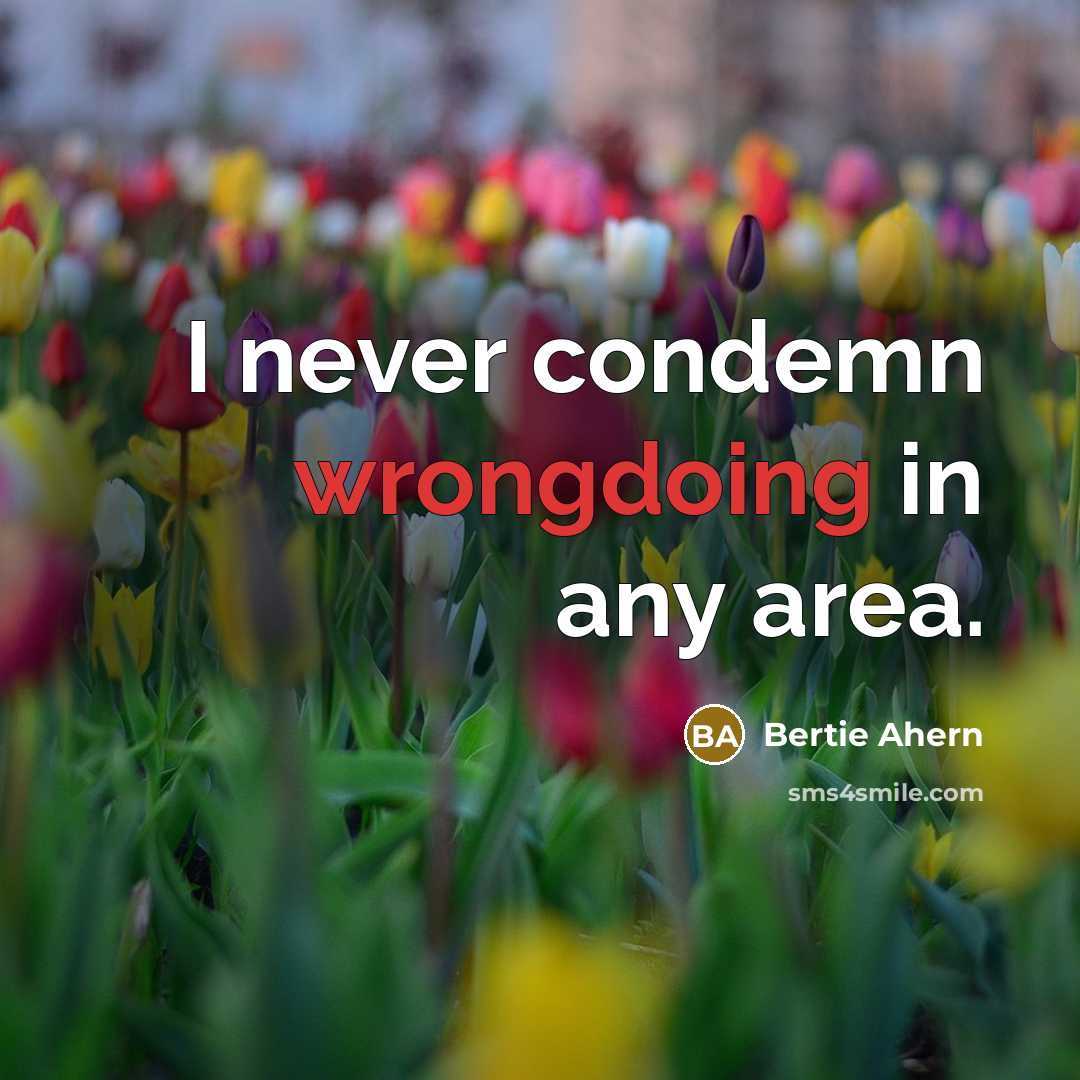 “I never condemn wrongdoing in any area.” quote by Bertie Ahern