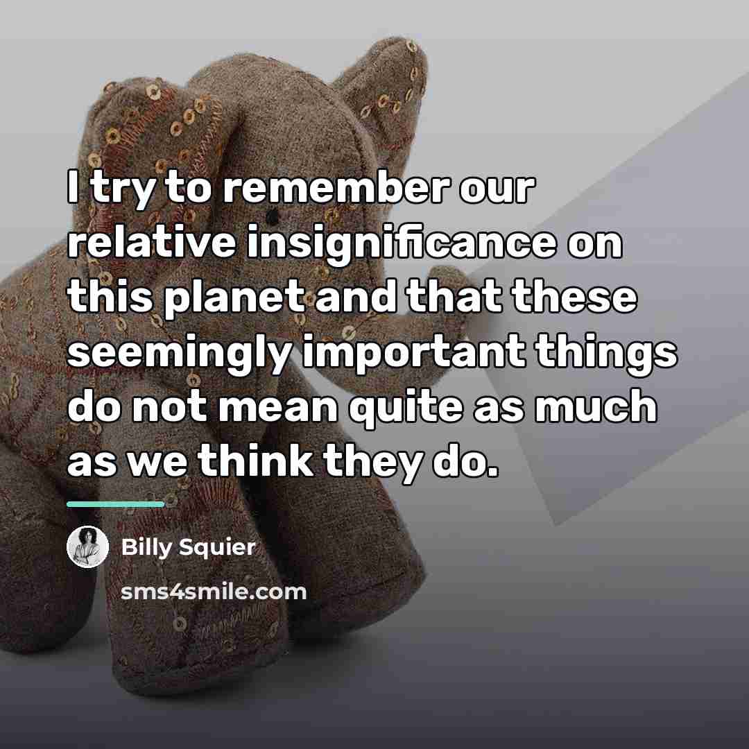 “I try to remember our relative insignificance on this planet…” quote by Billy Squier