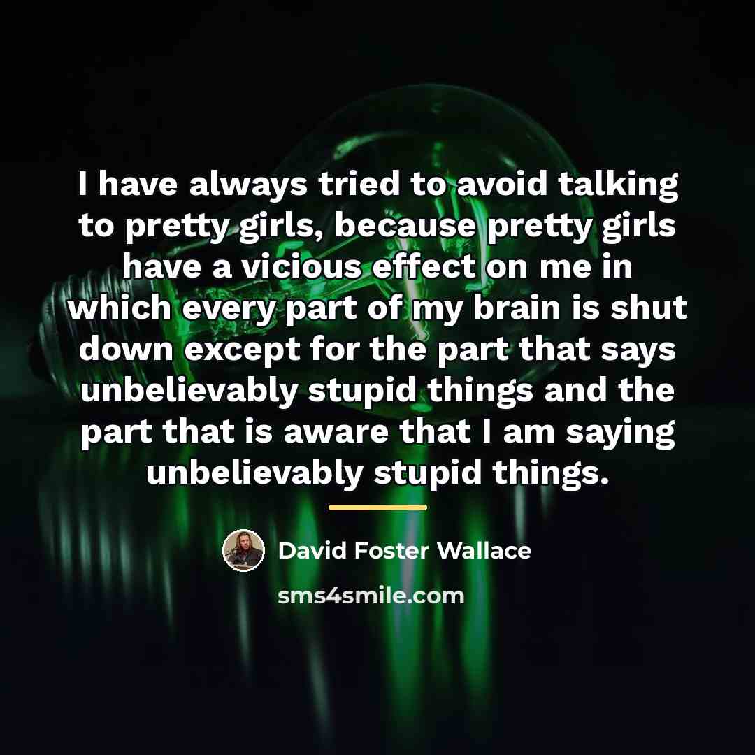 “I have always tried to avoid talking to pretty girls,…” quote by David Foster Wallace