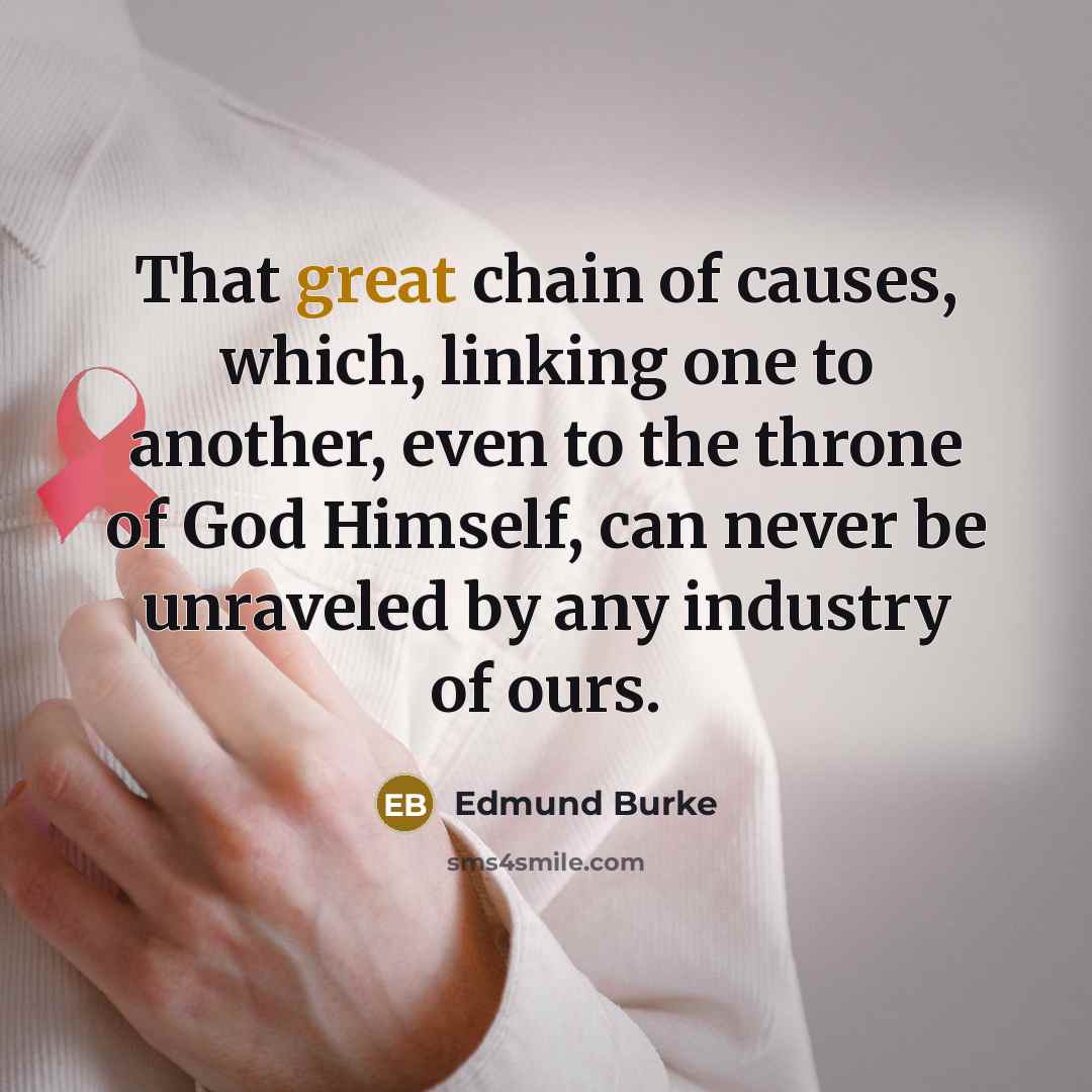 “That great chain of causes, which, linking one to another,…” quote by Edmund Burke