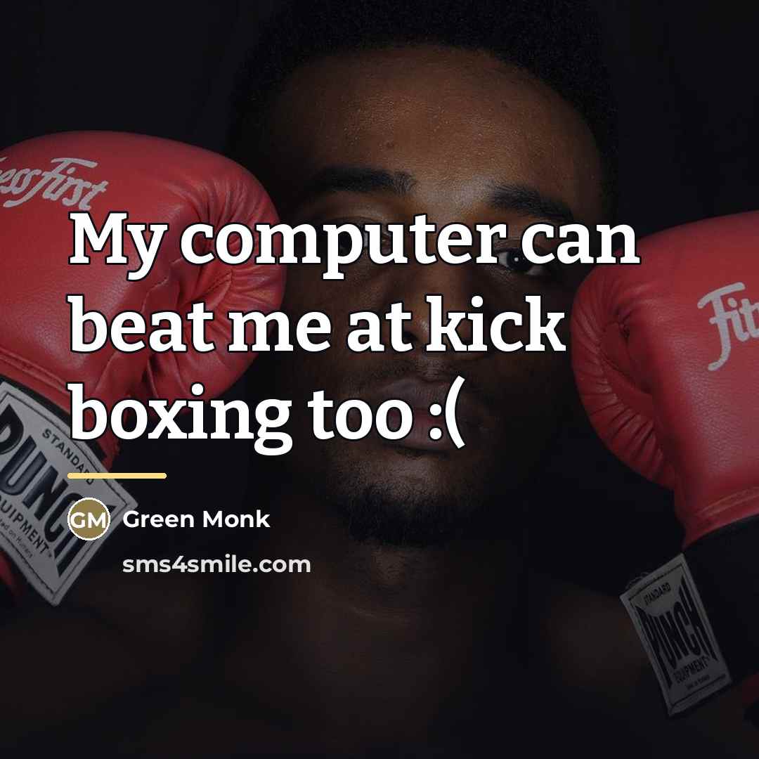 “My computer can beat me at kick boxing too :(…” quote by Green Monk