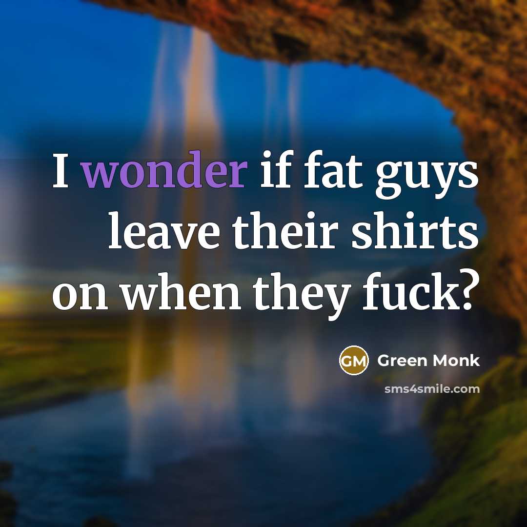 “I wonder if fat guys leave their shirts on when…” quote by Green Monk