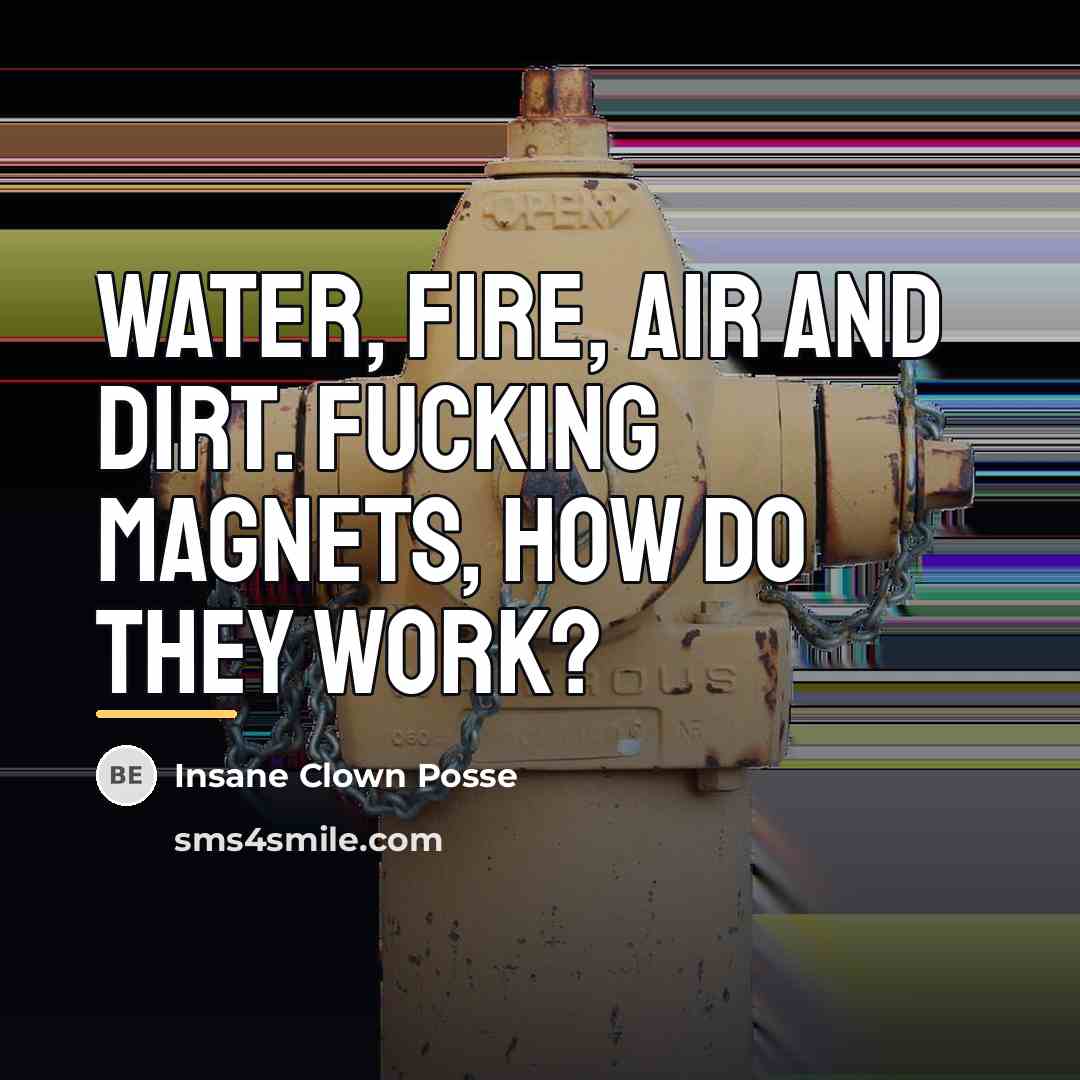 “Water, fire, air and dirt. Fucking magnets, how do they…” quote by Insane Clown Posse