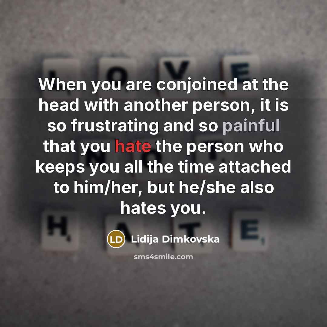 “When you are conjoined at the head with another person,…” quote by Lidija Dimkovska