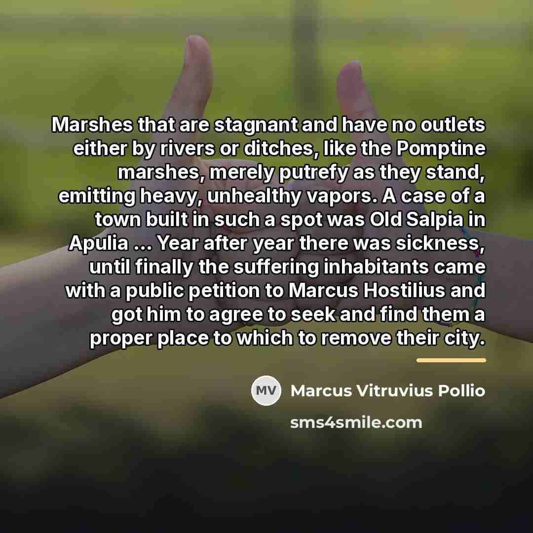 “Marshes that are stagnant and have no outlets either by…” quote by Marcus Vitruvius Pollio