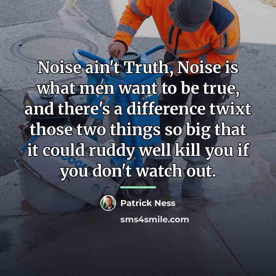 “Noise ain't Truth, Noise is what men want to be…” quote by Patrick Ness