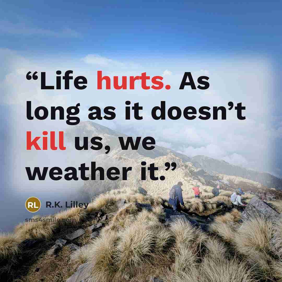 “Life hurts. As long as it doesn’t kill us, we weather it.” quote by R.K. Lilley