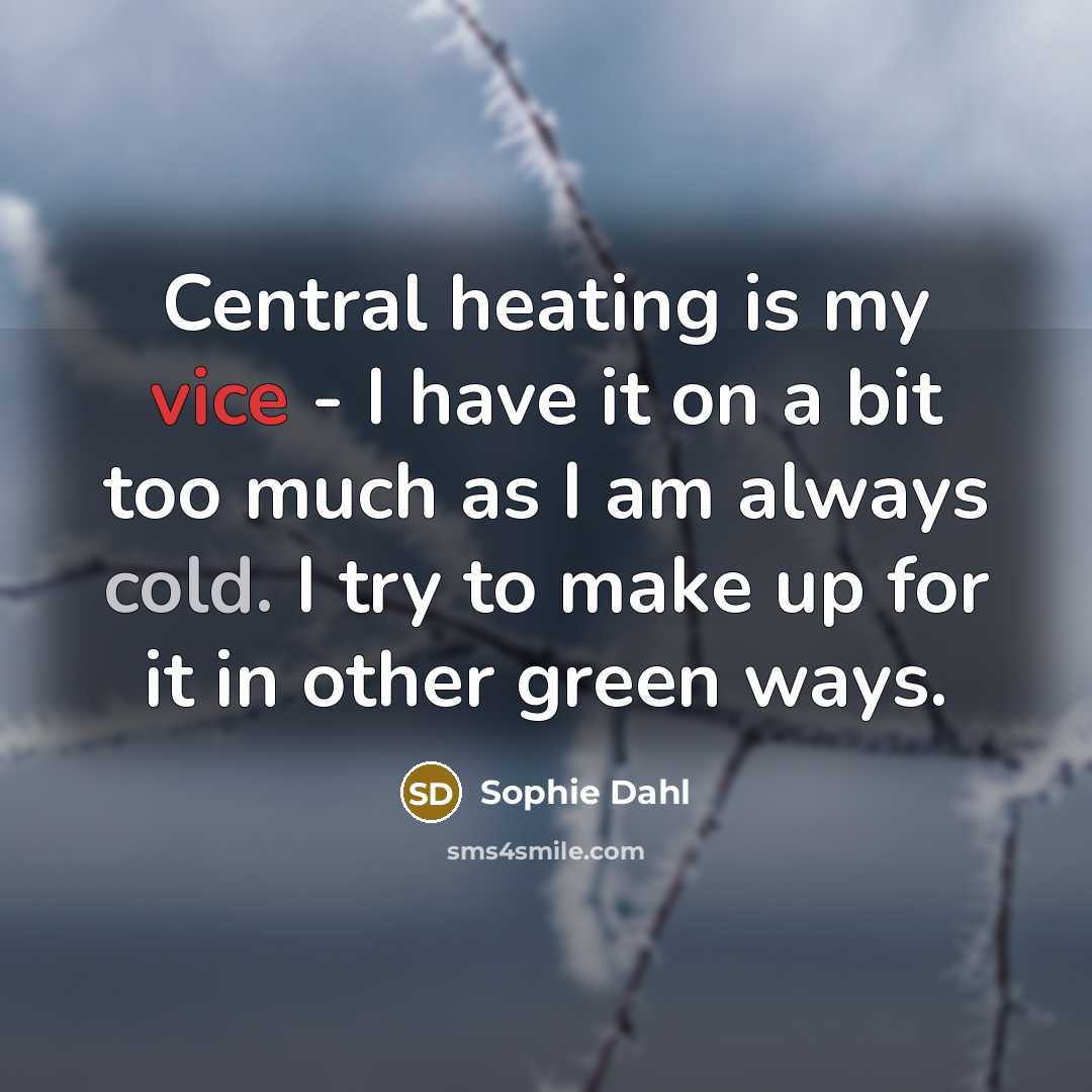 “Central heating is my vice - I have it on…” quote by Sophie Dahl
