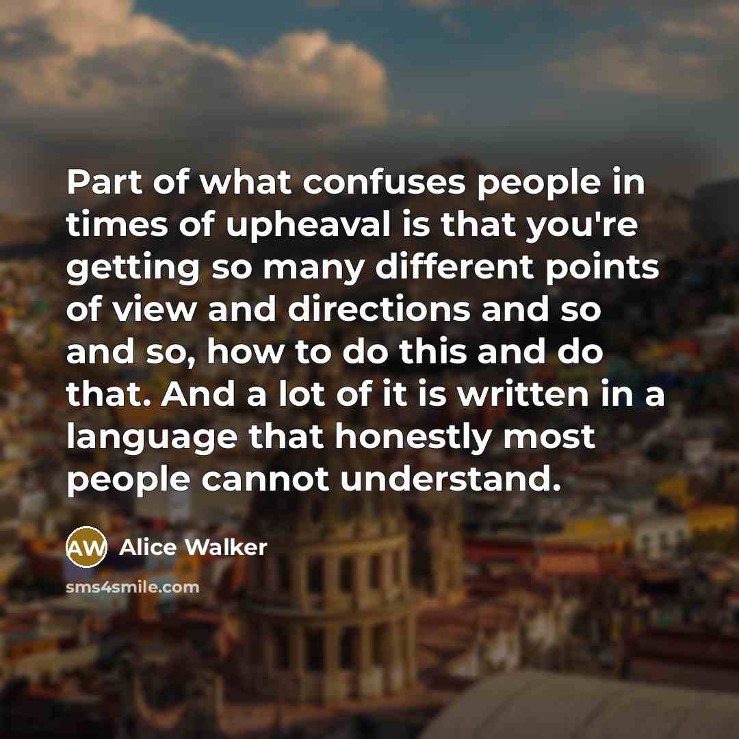 “Part of what confuses people in times of upheaval is…” quote by Alice Walker