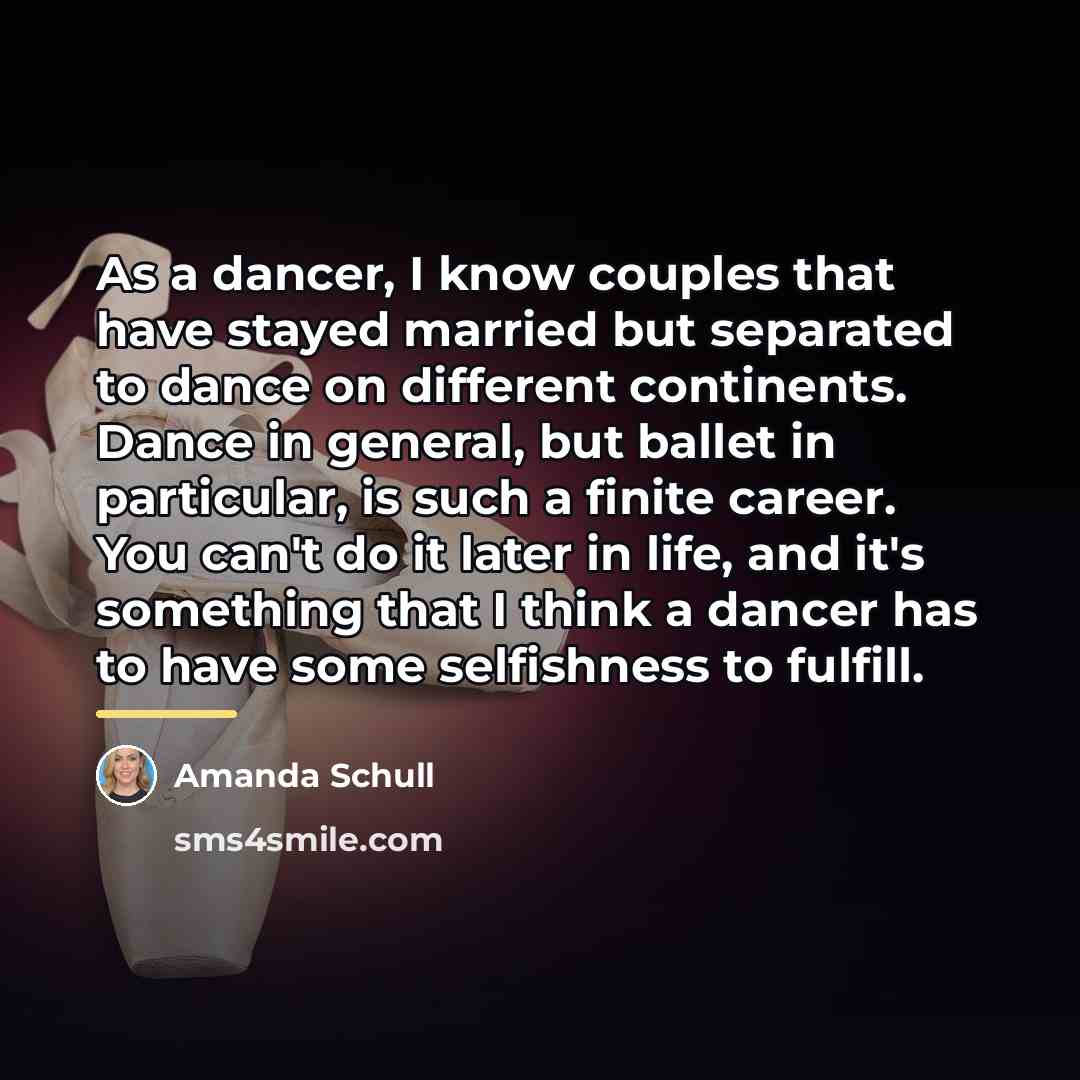 “As a dancer, I know couples that have stayed married…” quote by Amanda Schull