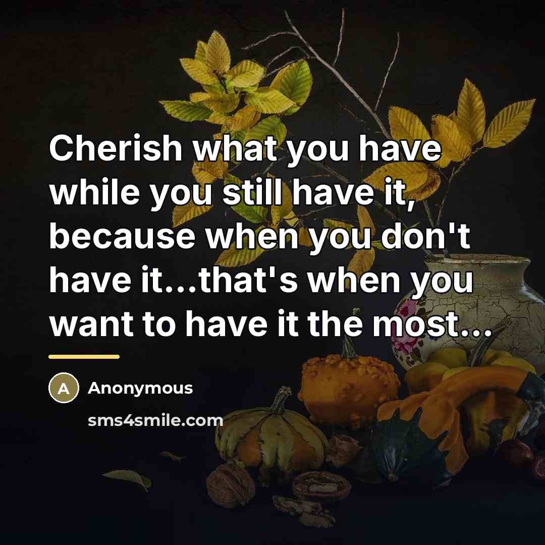 “Cherish what you have while you still have it, because…” quote by Anonymous
