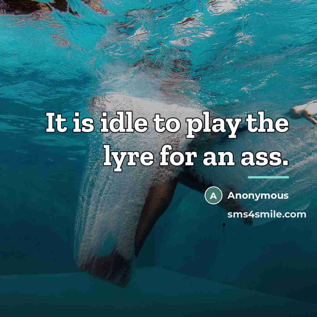 “It is idle to play the lyre for an ass.…” quote by Anonymous