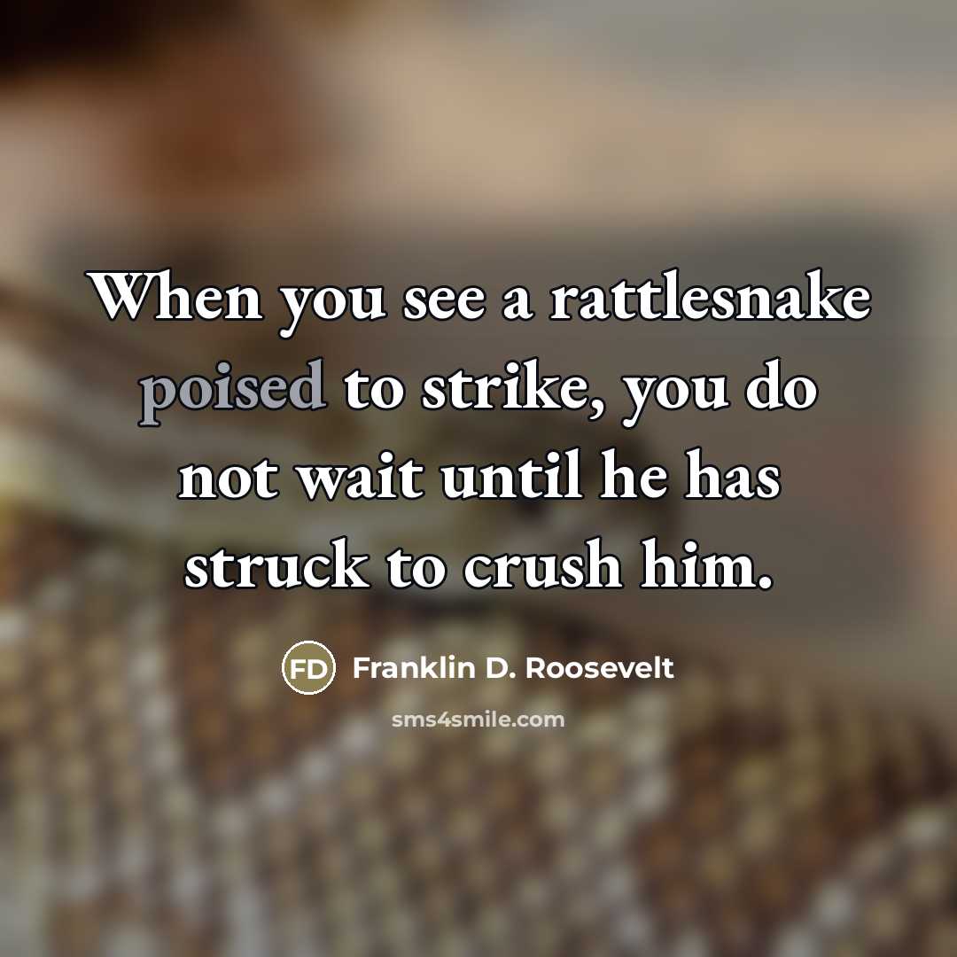 “When you see a rattlesnake poised to strike, you do…” quote by Franklin D. Roosevelt