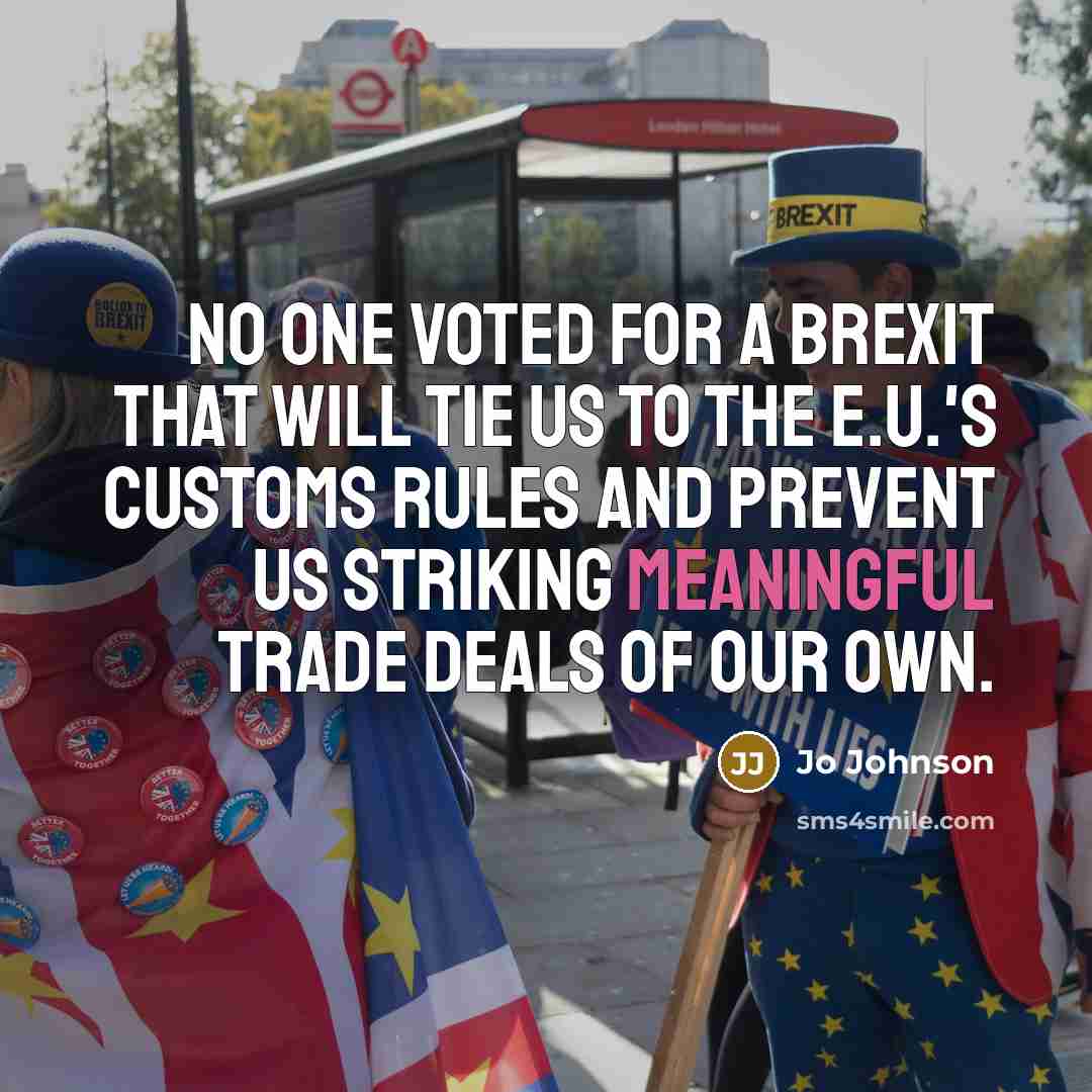 “No one voted for a Brexit that will tie us…” quote by Jo Johnson