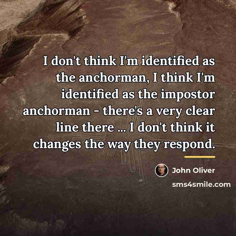 “I don't think I'm identified as the anchorman, I think…” quote by John Oliver