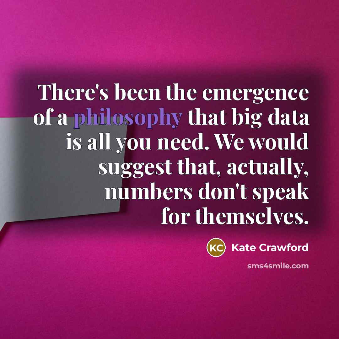 “There's been the emergence of a philosophy that big data…” quote by Kate Crawford