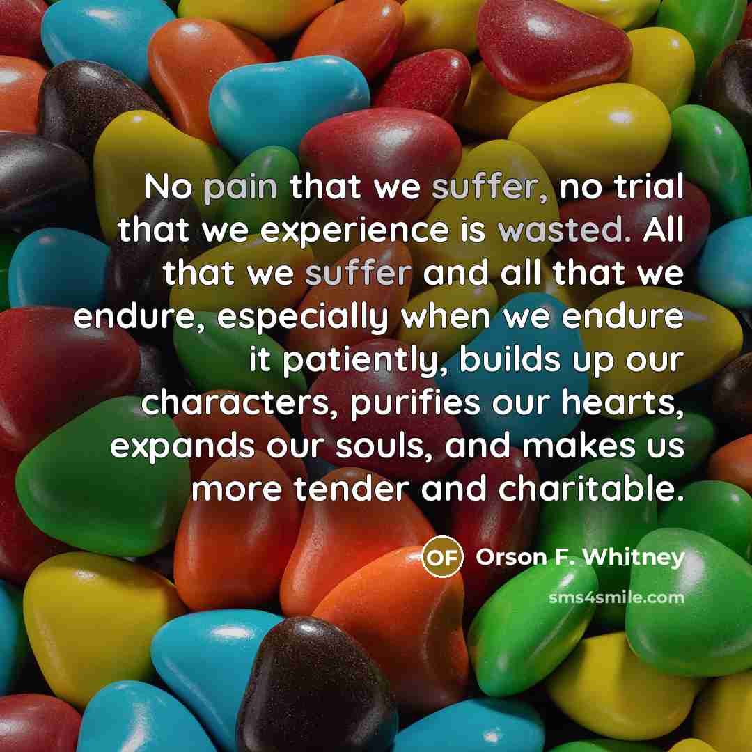 “No pain that we suffer, no trial that we experience…” quote by Orson F. Whitney