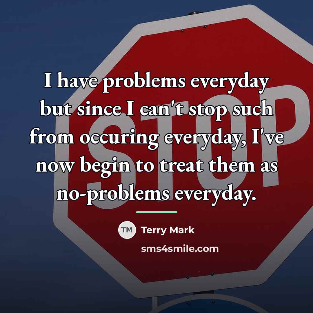 “I have problems everyday but since I can't stop such…” quote by Terry Mark