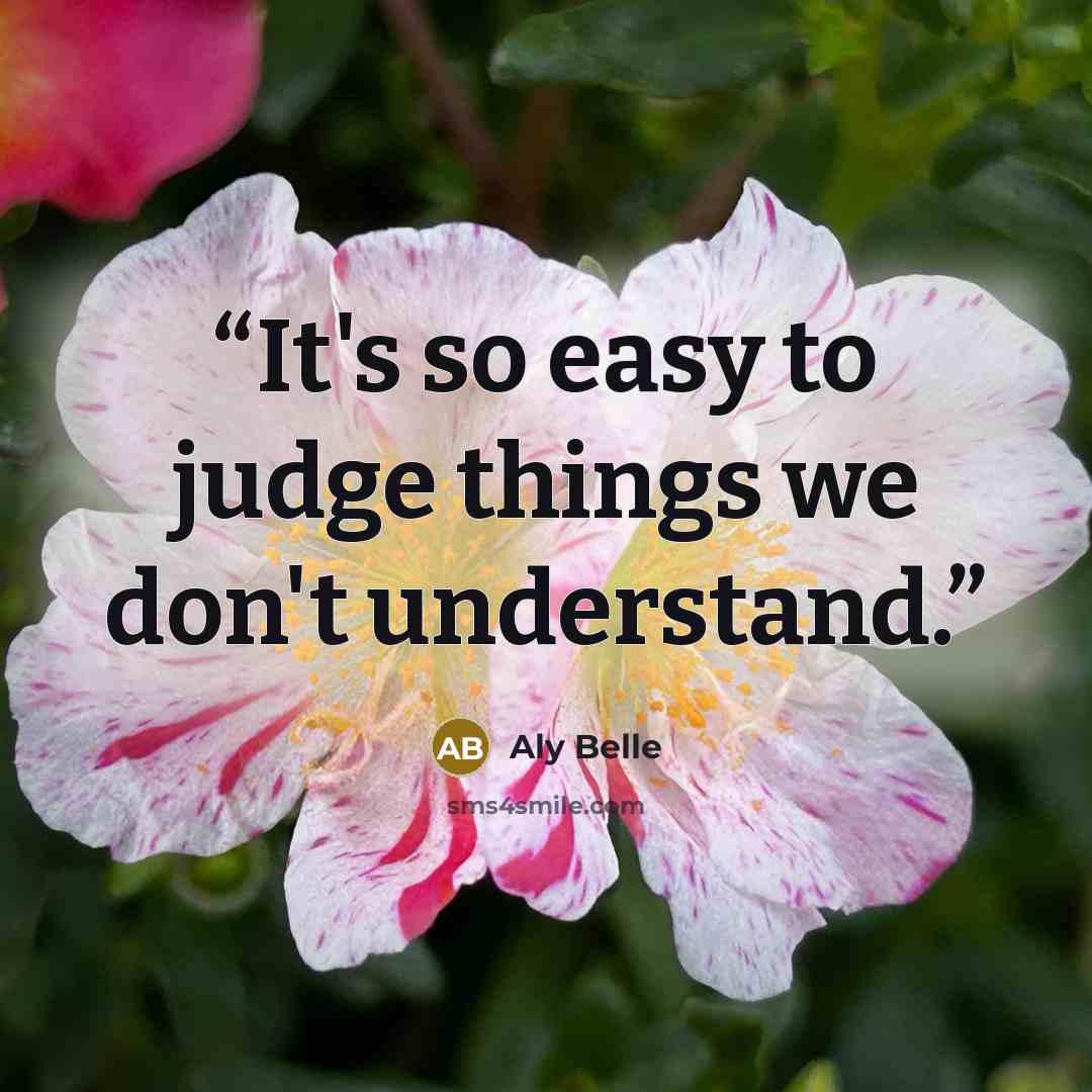 “It's so easy to judge things we don't understand.” quote by Aly Belle
