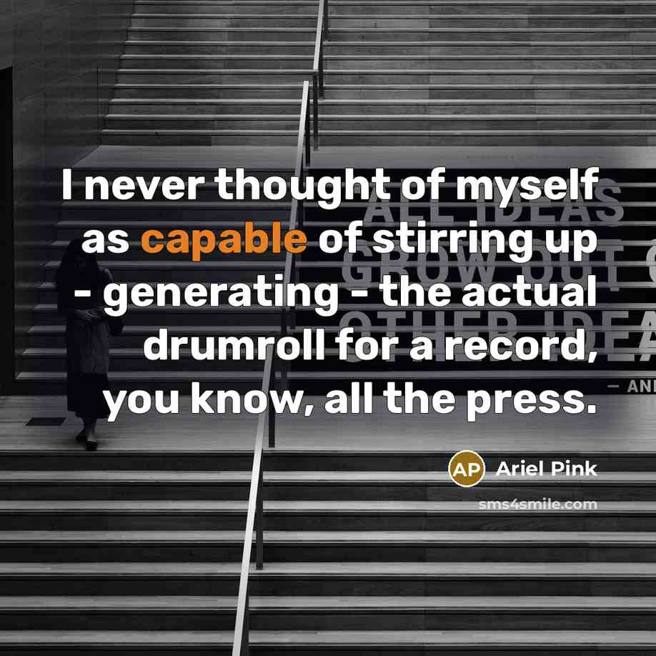 “I never thought of myself as capable of stirring up…” quote by Ariel Pink