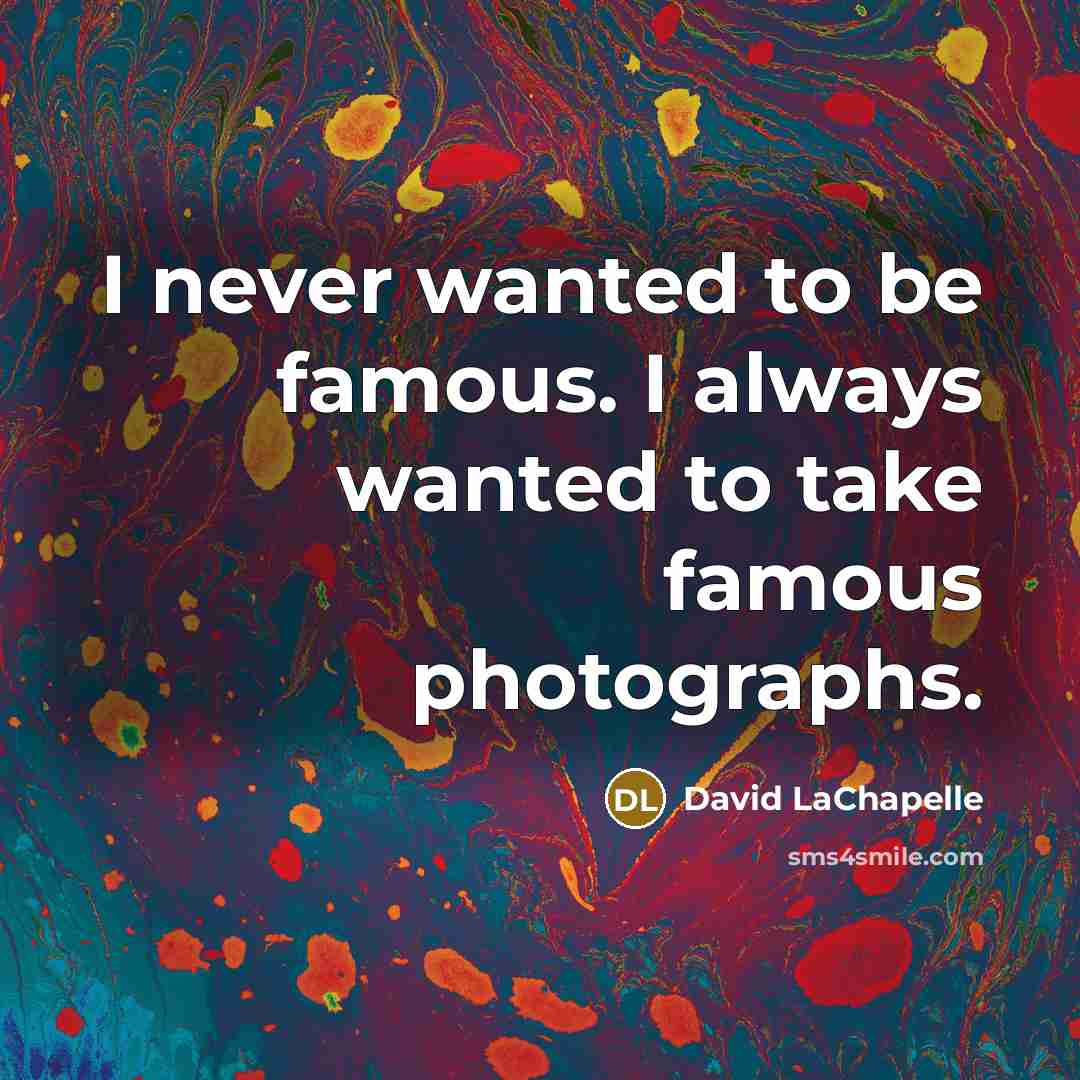 “I never wanted to be famous. I always wanted to…” quote by David LaChapelle