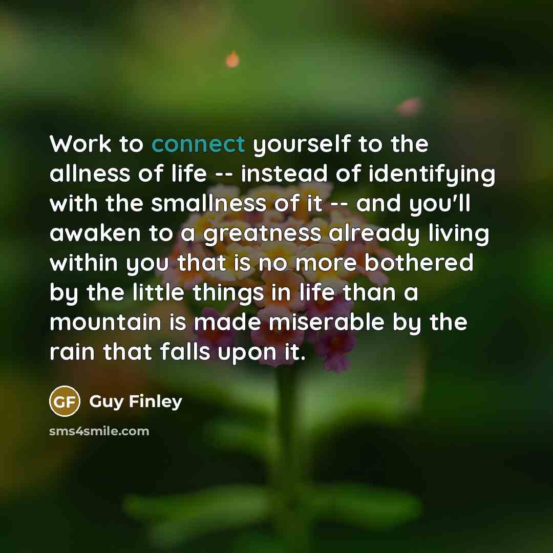 “Work to connect yourself to the allness of life --…” quote by Guy Finley