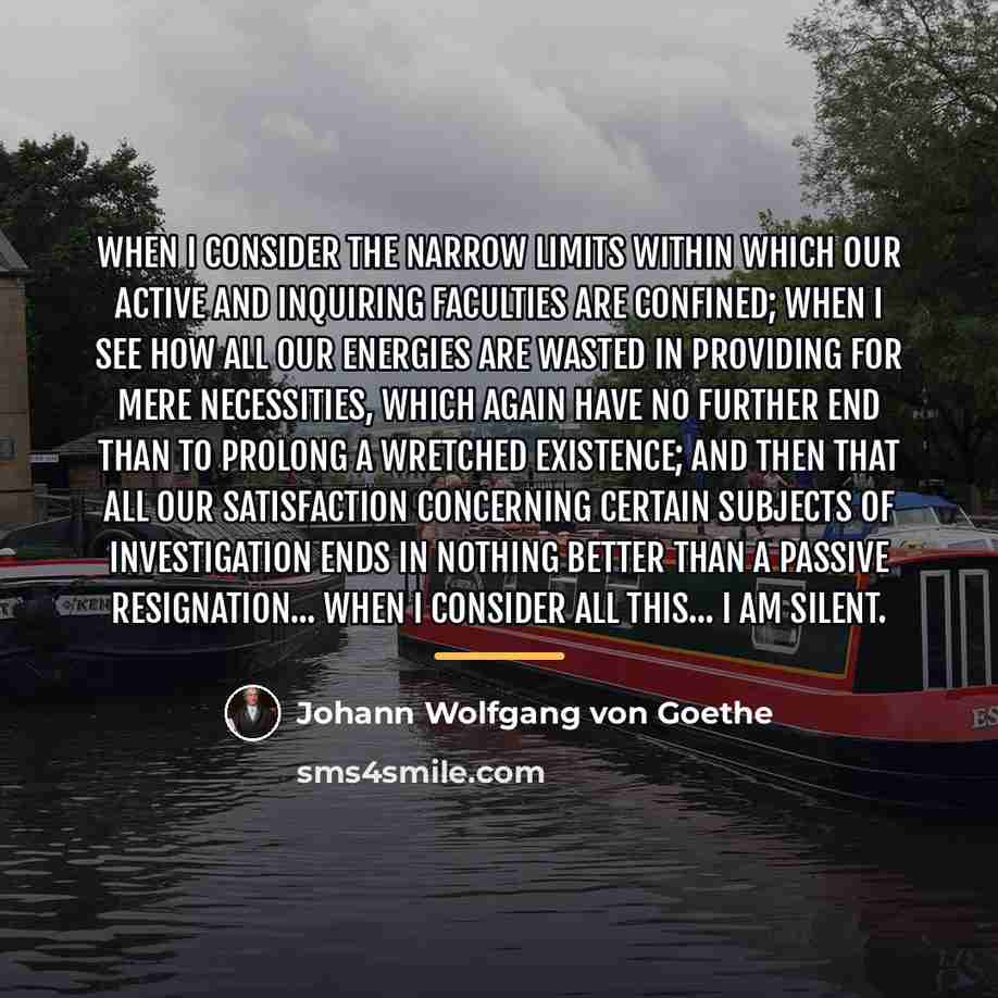“When I consider the narrow limits within which our active…” quote by Johann Wolfgang von Goethe