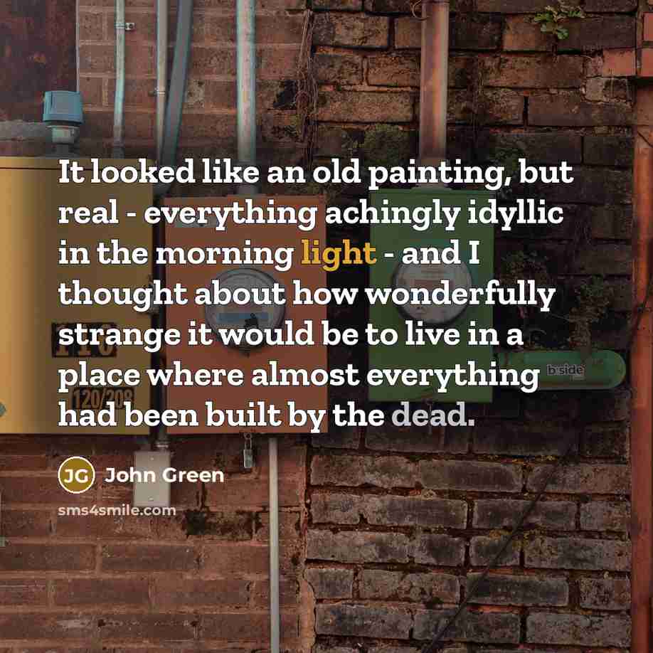 “It looked like an old painting, but real - everything…” quote by John Green